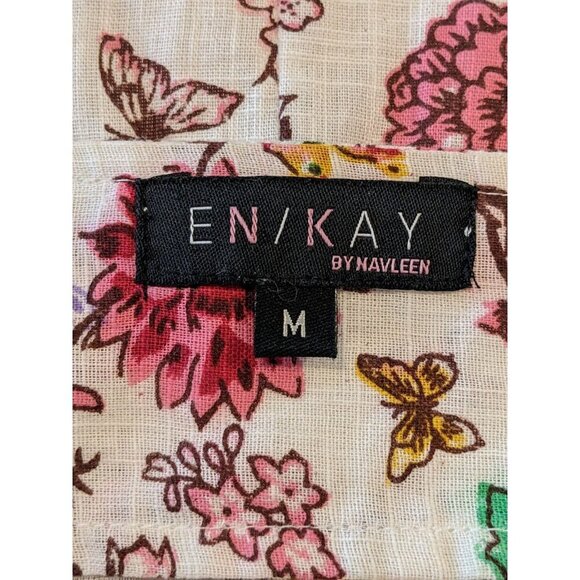 En Kay By Navleen Dress Floral Med Ivory Multicolor Y2K Babydoll Linen Blend - Picture 5 of 6